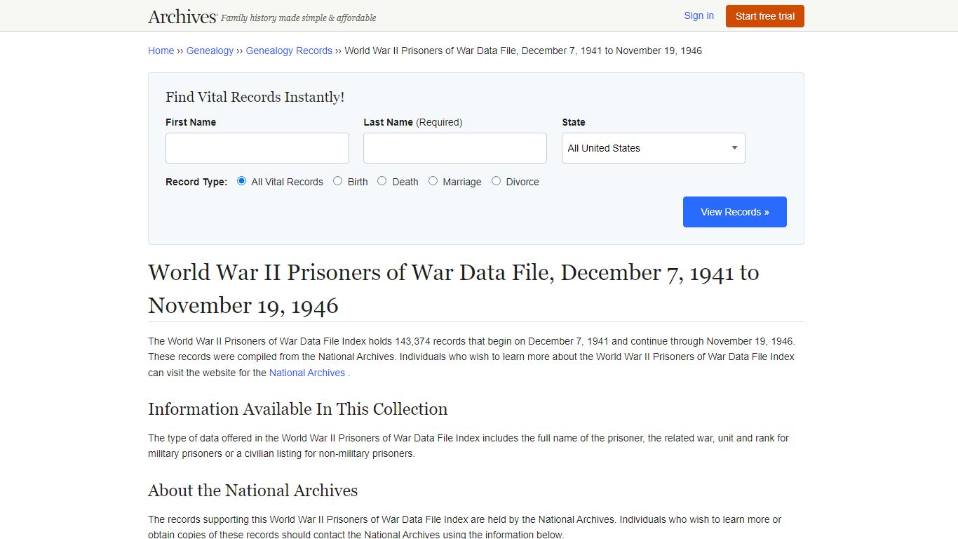 World War II Prisoners of War Records | Search Collections & Indexes